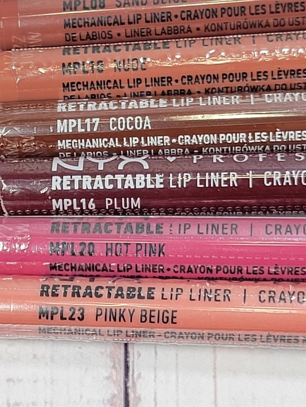 7 Piece Nyx Retractable Long-Lasting Mechanical Lip Liner Bundle NEW!